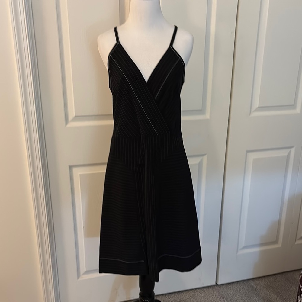 Tracy Reese Black Strapless Dress with Subtle Stripes